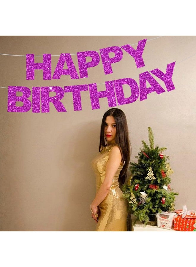 BEISHIDA Purple Birthday Banner - Pre-Strung, No DIY, Happy Birthday Sign - Banner for Women, Kids, Decor, Backdrop - Image 4