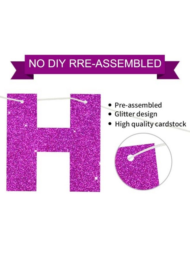 BEISHIDA Purple Birthday Banner - Pre-Strung, No DIY, Happy Birthday Sign - Banner for Women, Kids, Decor, Backdrop - Image 3