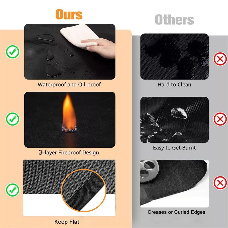 UBeesize Thickened 48x36 inches Under Grill Mat for Outdoor Grill,Double-Sided Fireproof Grill Pad for Fire Pit,Indoor Fireplace Mat Fire Pit Mat,Oil-Proof Waterproof BBQ Protector for Deck and Patio - Image 5