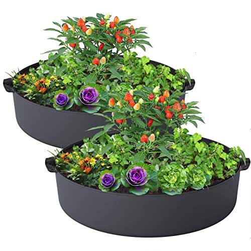 ZtohPyo 2-Pack 50 Gallon Plant Grow Bags, Large Fabric Raised Garden Bed with Handles,Durable Garden Beds Planters Aeration Gardening Container to Grow Vegetables for Outdoor Plants - Image 1