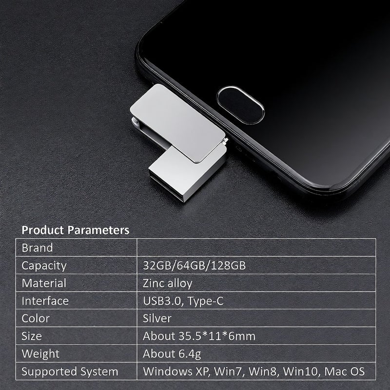 USB Flash Drive 360 Degree Rotation Metal Body - High Speed Data Transmission Mini Memory Stick for Windows Mac Car Audio TV - Image 5