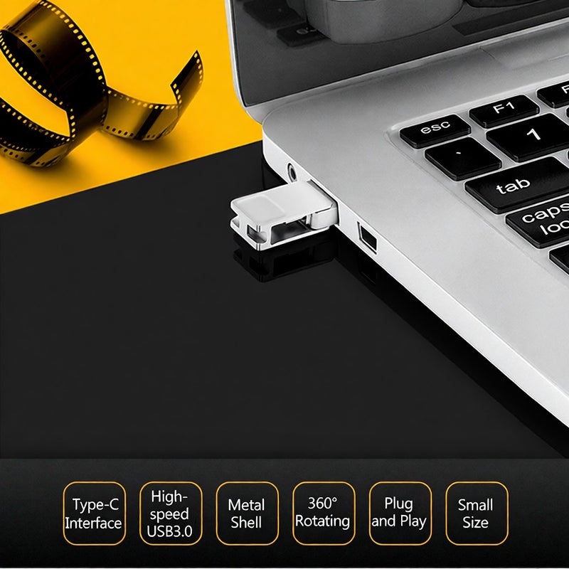USB Flash Drive 360 Degree Rotation Metal Body - High Speed Data Transmission Mini Memory Stick for Windows Mac Car Audio TV - Image 4