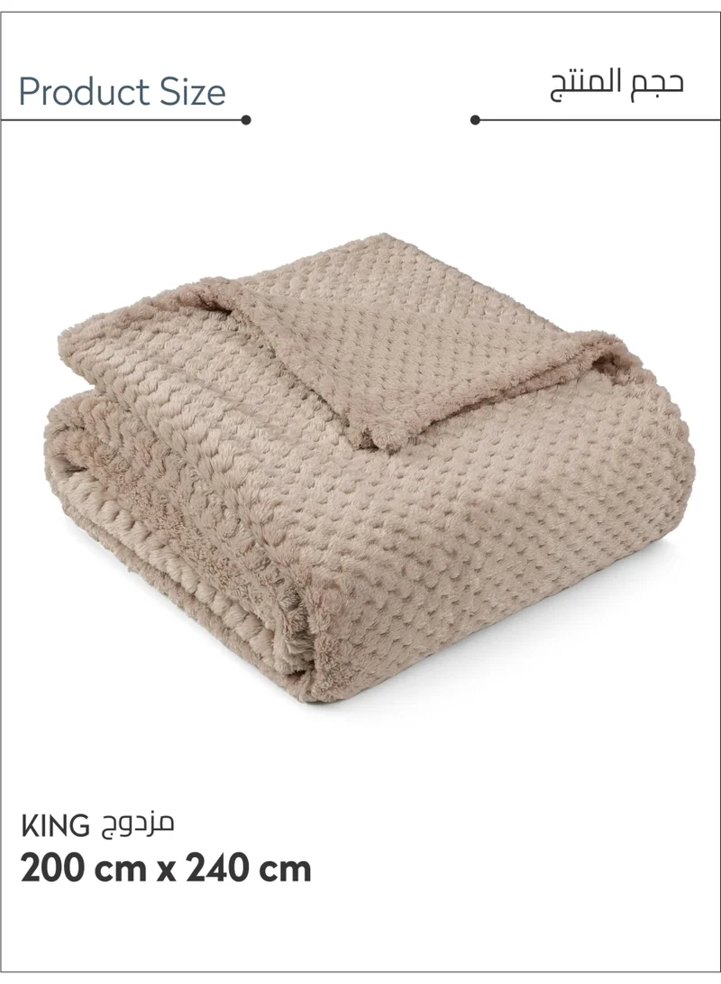 Donetella Soft Waffle Fleece Blanket King Size(200X240 CM) No Shed,No Pilling Plush Cozy Throw 300 GSM Lightweight Blanket For Bed, Couch , Chair , Sofa And Camping,Light Grey