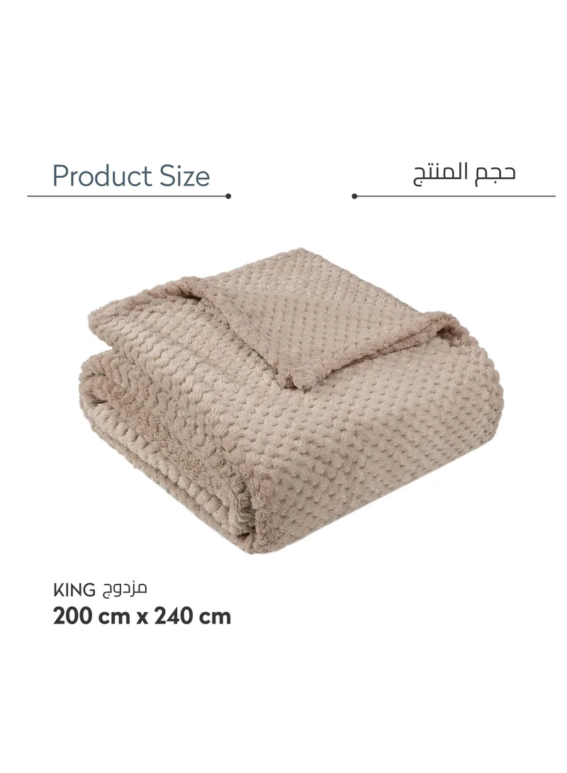 Donetella Soft Waffle Fleece Blanket King Size(200X240 CM) No Shed,No Pilling Plush Cozy Throw 300 GSM Lightweight Blanket For Bed, Couch , Chair , Sofa And Camping,Light Grey