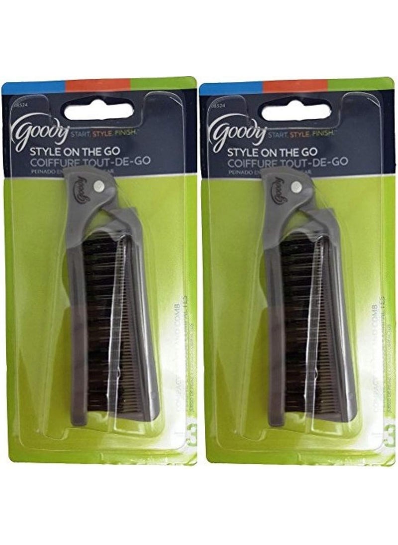 Goody Goody 08524 Style On The Go Compact Brush and Comb Combo Pack of 2 Maintain Your Look On the Go Perfect Size for Purse Pocket or Tote Bag Measures Approx 825 When Unfolded  45 When Folded  - Image 1