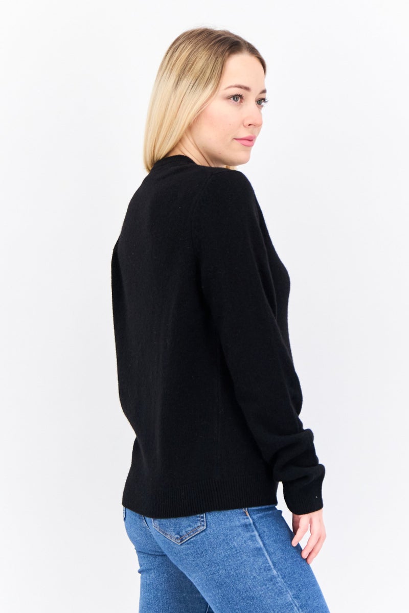 Lyle & Scott Women Crew Neck Embroidered Logo Knitted Sweater, Black0 - Image 2