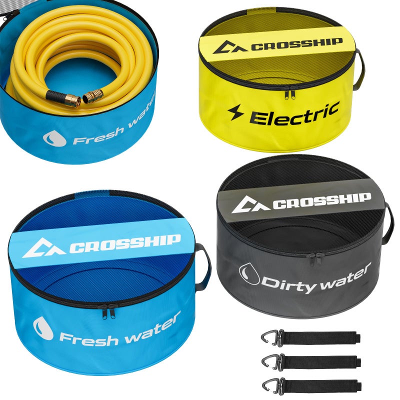 CROSSHIP RV Hose Storage Bag 3 Packs Waterproof Dual Zipper Closure and Visible Cover for Storage and Organization RV Utility Bag for Sewer Hoses Electrical Cords Fresh Black Water - Image 2