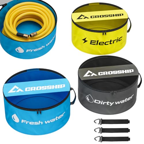 CROSSHIP RV Hose Storage Bag 3 Packs Waterproof Dual Zipper Closure and Visible Cover for Storage and Organization RV Utility Bag for Sewer Hoses Electrical Cords Fresh Black Water - Image 1