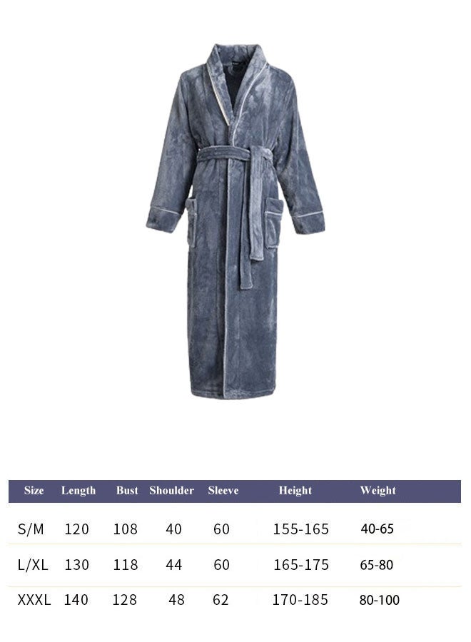 Hanayo Bath Robes Bathrobes Coat For Women & Men V Neck Long Sleeve Sleepwear Warm Unisex Couple Bathrobe Perfect for Everyday Use(Grey,XL) - Image 5