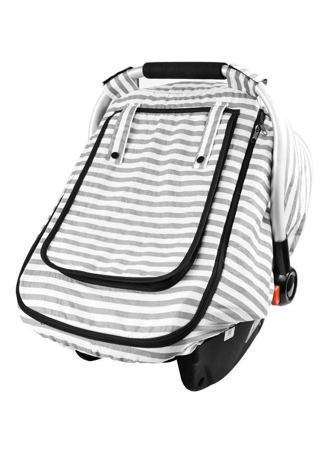 Vaxaape Car Seat Covers for Babies,Baby Car Seat Cover for Boys Girls,Windproof Infant Carseat Cover,Kick-Proof Car Seat Canopy with Breathable Mesh Peep Window,Stripe Print - Image 4