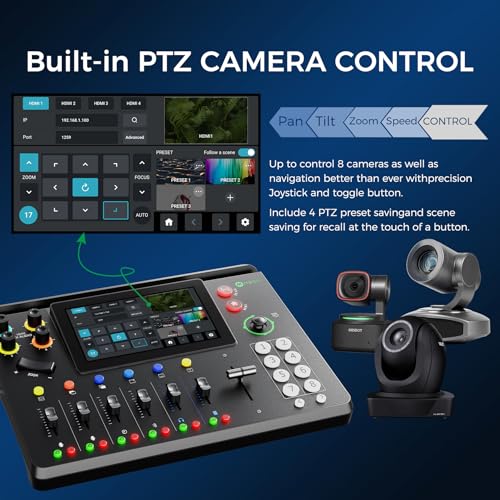RGBlink mini-mx SDI,Multi-Camera Video Switcher for Live Streaming, 10-Channel Broadcast Switcher with 4K HDMI, SDI, UVC/NDI, 5.5" Touchscreen, 2 XLR Audio Mixer, Streaming via OBS,YouTube, RTMP - Image 3