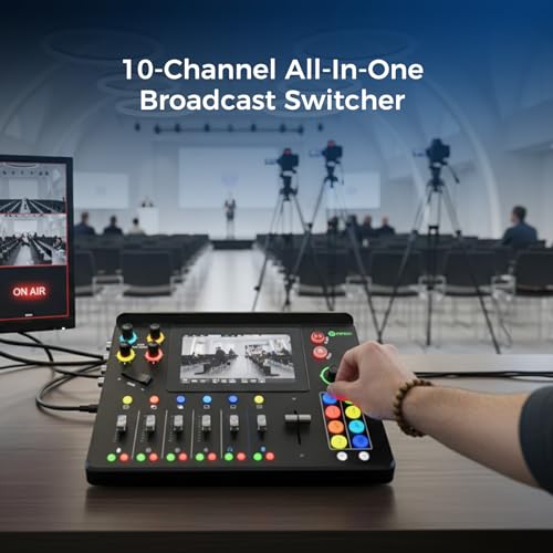 RGBlink mini-mx SDI,Multi-Camera Video Switcher for Live Streaming, 10-Channel Broadcast Switcher with 4K HDMI, SDI, UVC/NDI, 5.5" Touchscreen, 2 XLR Audio Mixer, Streaming via OBS,YouTube, RTMP - Image 4
