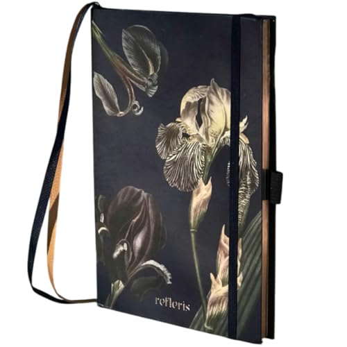 Refleris A5 Dotted Journal Bullet Notebook – 120 GSM Thick Paper, Floral Hardcover with Metallic Edges, Pen Loop, 2 Bookmarks, Inner Pocket – Writing Diary for Women, Gifts or Daily Use (Midnight Garden) - Image 1