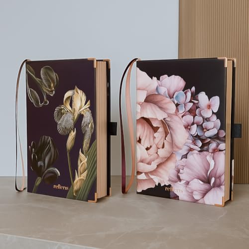 Refleris A5 Dotted Journal Bullet Notebook – 120 GSM Thick Paper, Floral Hardcover with Metallic Edges, Pen Loop, 2 Bookmarks, Inner Pocket – Writing Diary for Women, Gifts or Daily Use (Midnight Garden) - Image 2