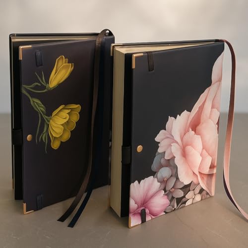 Refleris A5 Dotted Journal Bullet Notebook – 120 GSM Thick Paper, Floral Hardcover with Metallic Edges, Pen Loop, 2 Bookmarks, Inner Pocket – Writing Diary for Women, Gifts or Daily Use (Midnight Garden) - Image 3