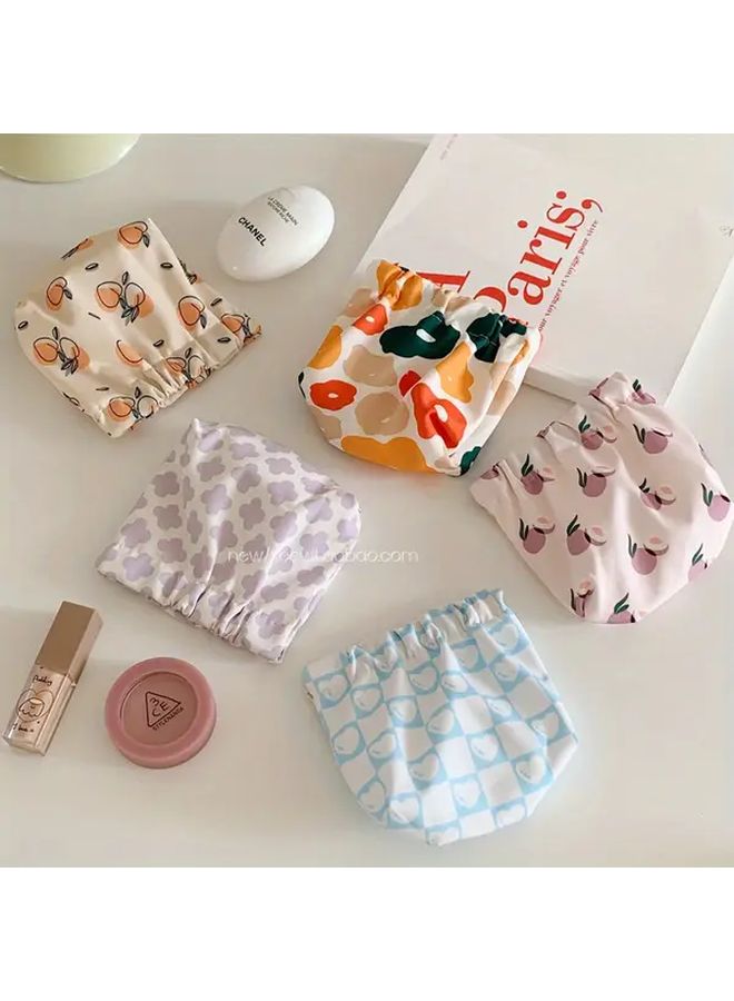 Fabric Cosmetic Pouch With Drawstring Closure Apricot Seeds Color Printed Portable Makeup Bag Multi Purpose Travel Organizer - Image 5