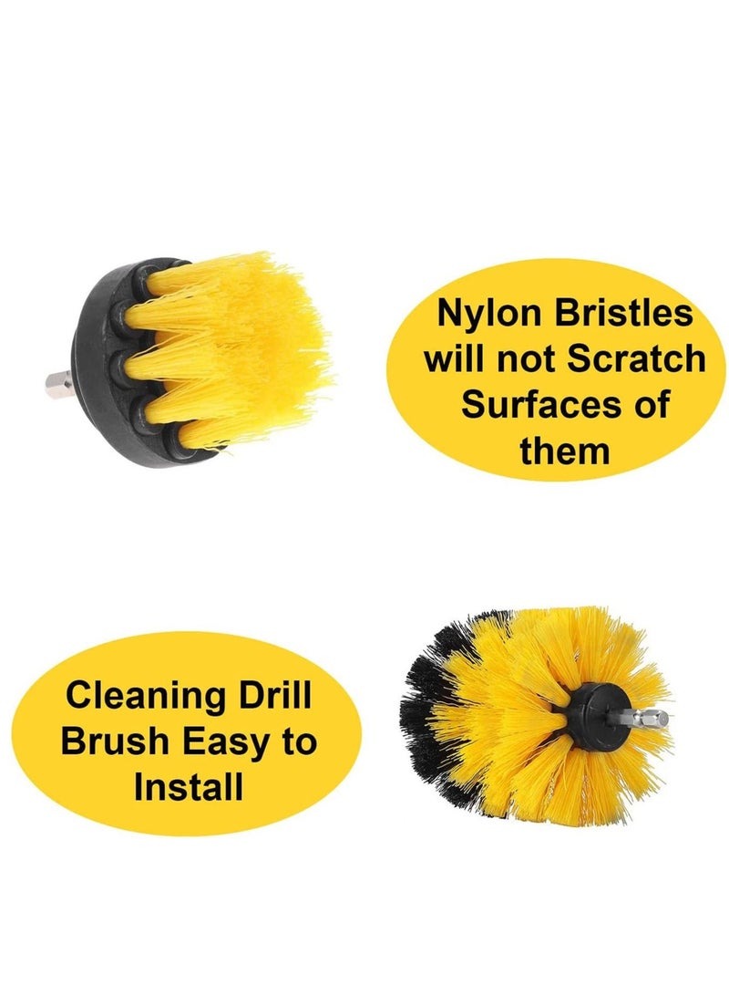 4 Piece Nylon Power Brush Tile and Grout Bathroom Cleaning Scrub Brush Kit yellow - Image 2