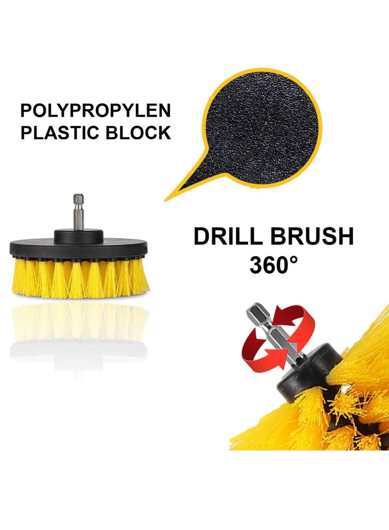 4 Piece Nylon Power Brush Tile and Grout Bathroom Cleaning Scrub Brush Kit yellow - Image 4