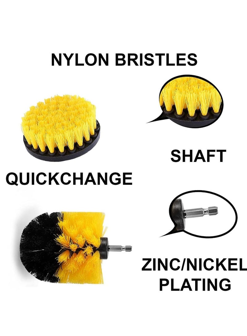 4 Piece Nylon Power Brush Tile and Grout Bathroom Cleaning Scrub Brush Kit yellow - Image 1