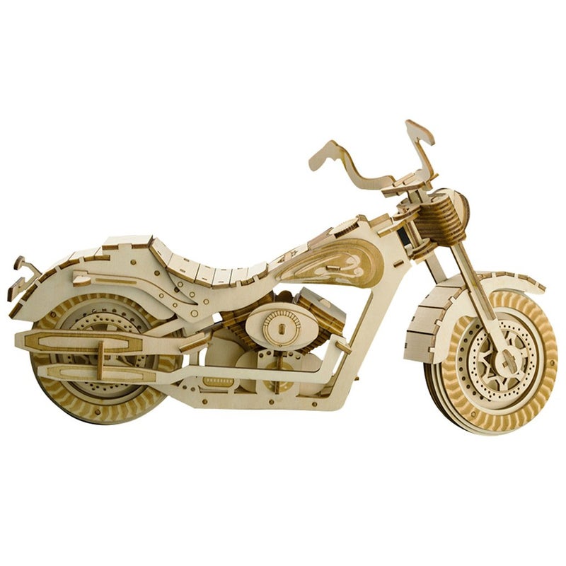 Bitopbi 3D Wooden Puzzles Laser Engraving DIY Safe Assembly Constructor Kit Toy for Teens and Adults Motorcycle - Image 3