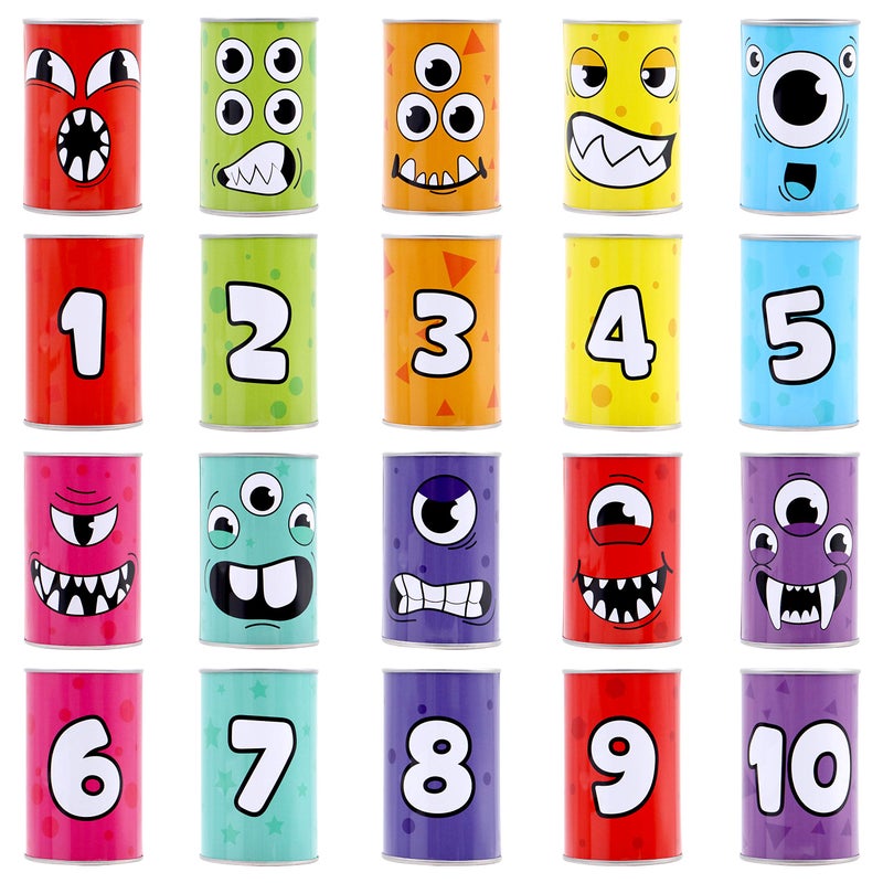JOYIN 13 Pcs Carnival Bean Bag Toss, Knockdown Can Game Set, Holiday & Birthday Party Games, Outdoor Lawn Yard Activity for Kids Party Favors, Easter Egg Hunt for Classroom Gifts (Monster Style) - Image 3