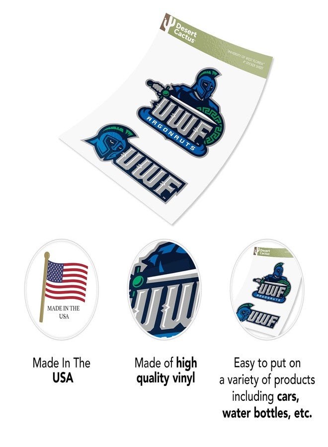 Desert Cactus University of West Florida Sticker UWF Agronauts Vinyl Decal Laptop Water Bottle Car Scrapbook Sheet (4 Inch Set V1) - Image 5