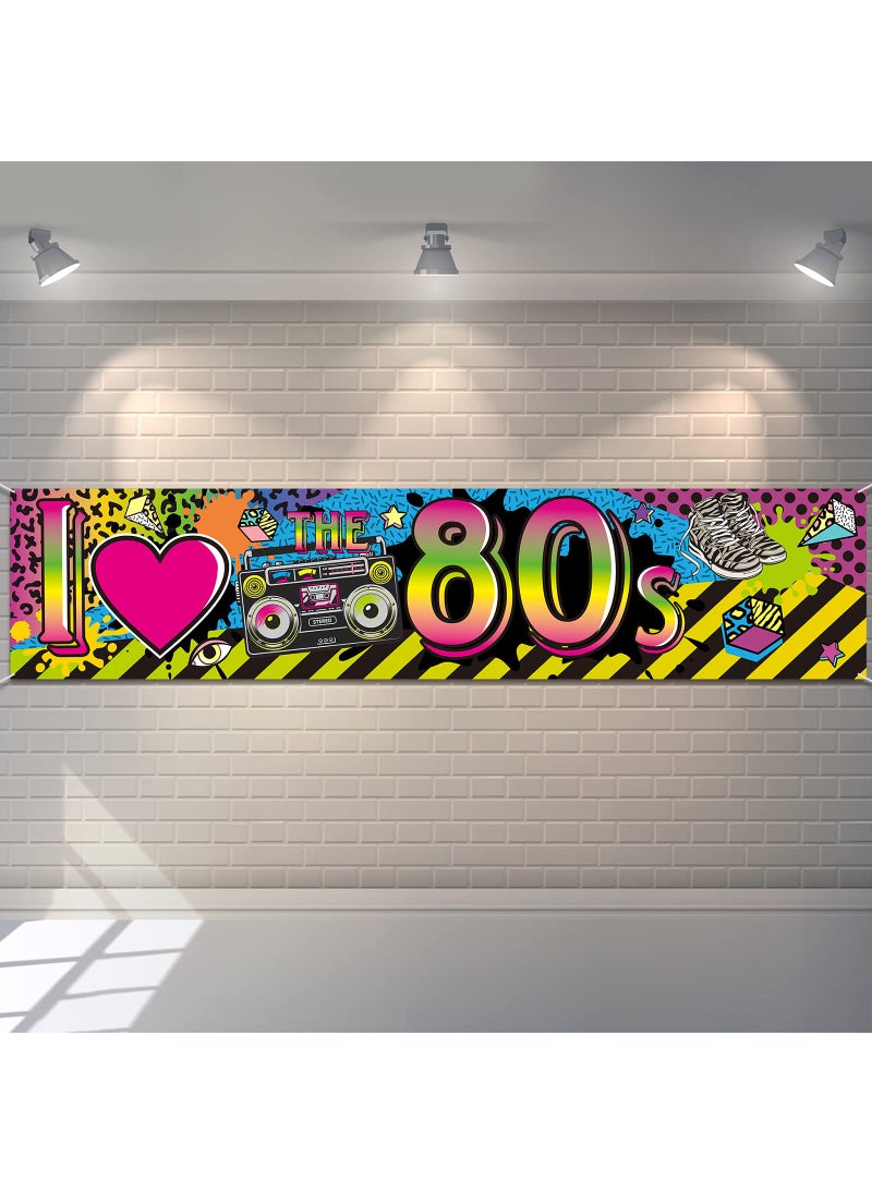 Blulu Blulu 80s Themed Party Decorations Supplies I Love 80s Banner Backdrop Retro Graffiti Photography Background for 1980s Theme Birthdays  Events 708 x 157 Inch 