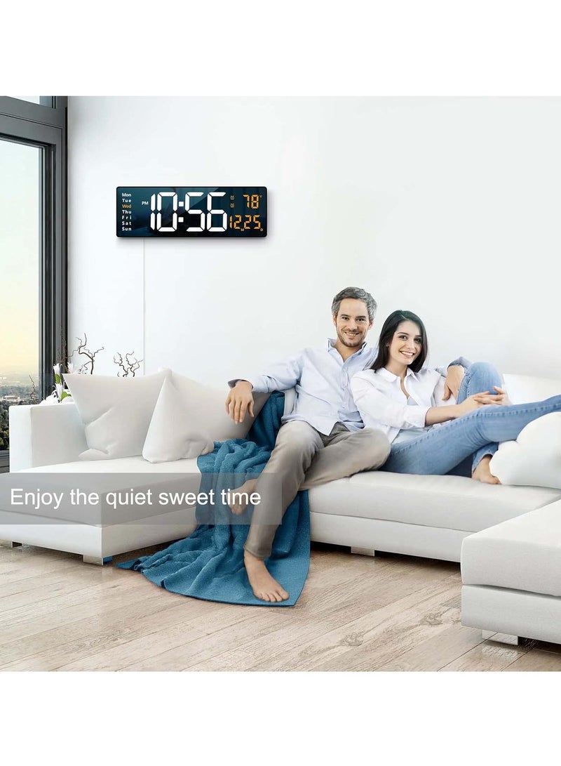 JAJEEK Large Display Digital Wall Clock, 16.2 Inch LED Digital Clock with Remote Control – Auto Dimming, Displays Date, Week, Temperature, Ideal for Living Room Decor, Orange  - Image 5