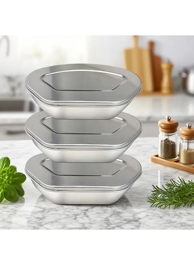 3Pcs Stainless Steel Steamer Box Set With Lids For Rice Vegetables Seafood - Image 5
