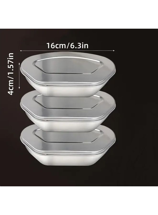 3Pcs Stainless Steel Steamer Box Set With Lids For Rice Vegetables Seafood - Image 2