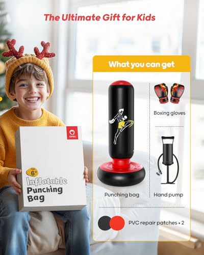 QPAU Kids Punching Bag Toy with Boxing Gloves, 66 Inch Larger Stable Kids Inflatable Boxing Bag Set, Gifts for Boys & Girls Age 6-12, for Practicing Karate, Taekwondo, MMA - Image 2