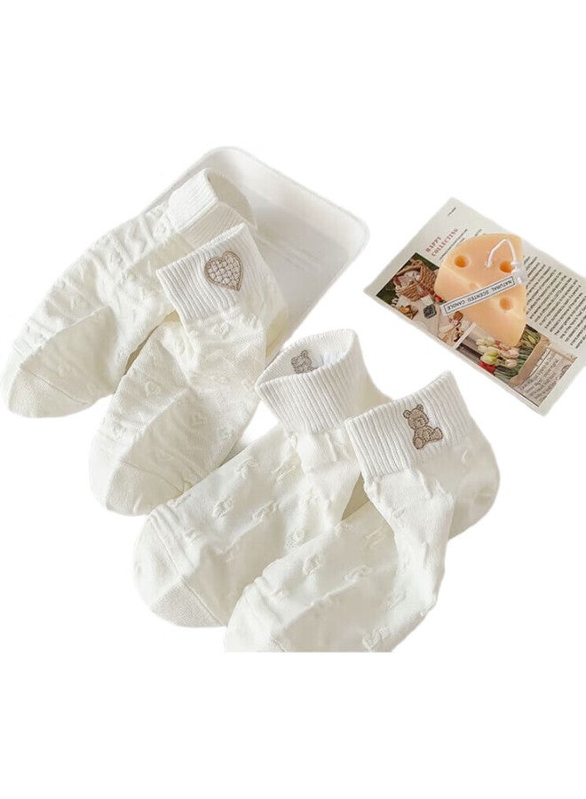 Cotton Thirteen Mianshisan Women'S Socks [100% Pure Cotton], Short Socks, Summer Thin Boat Socks, Low-Cut, Cute Style Solid Color Ankle Socks, 6 Pairs - Image 1