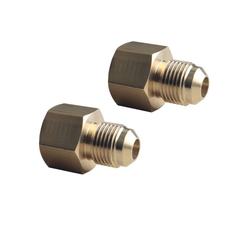 DEWHEL Brass 3/8" Flare X 1/2" Female NPT Flare Tube Fitting Coupling Gas Adapter Pipe Connector 1 Pair - Image 1