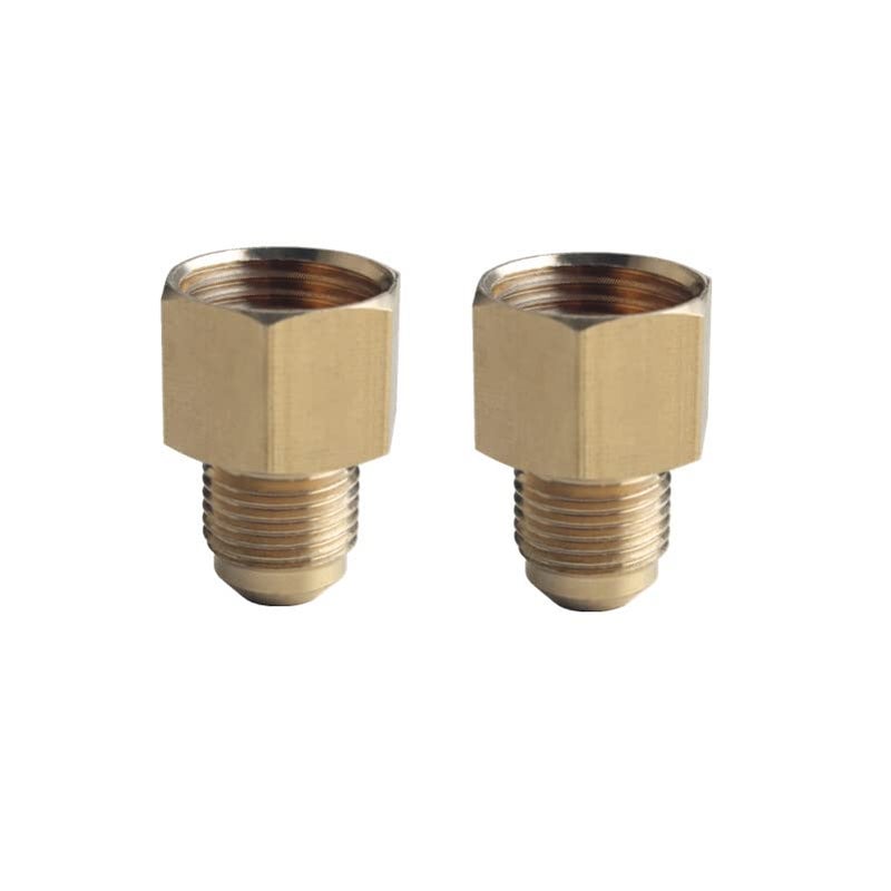 DEWHEL Brass 3/8" Flare X 1/2" Female NPT Flare Tube Fitting Coupling Gas Adapter Pipe Connector 1 Pair - Image 3