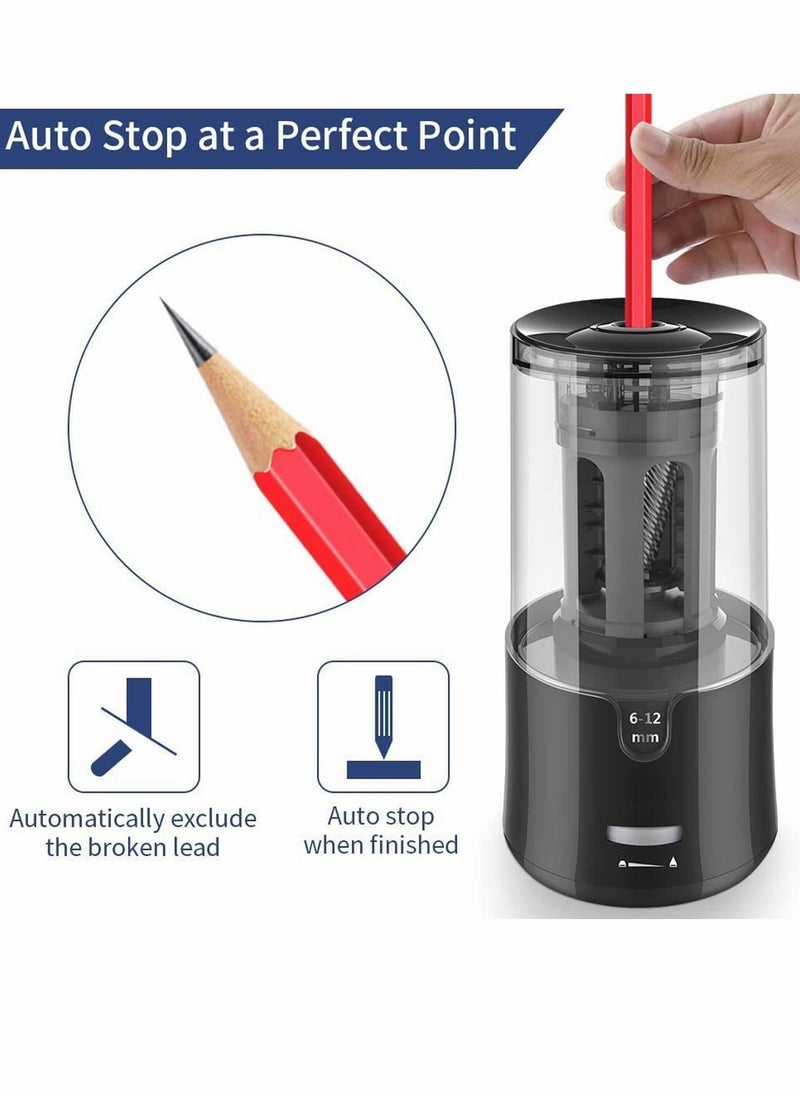 SYOSI Electric Pencil Sharpener Rechargeable and Autostop Large Professional Art for 6 to 12mm Pencils Classroom Office Home Kids Teachers Artists  - Image 3