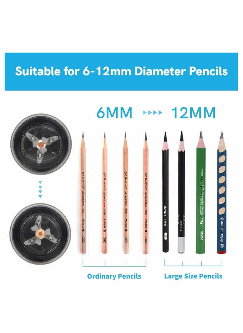 SYOSI Electric Pencil Sharpener Rechargeable and Autostop Large Professional Art for 6 to 12mm Pencils Classroom Office Home Kids Teachers Artists  - Image 4