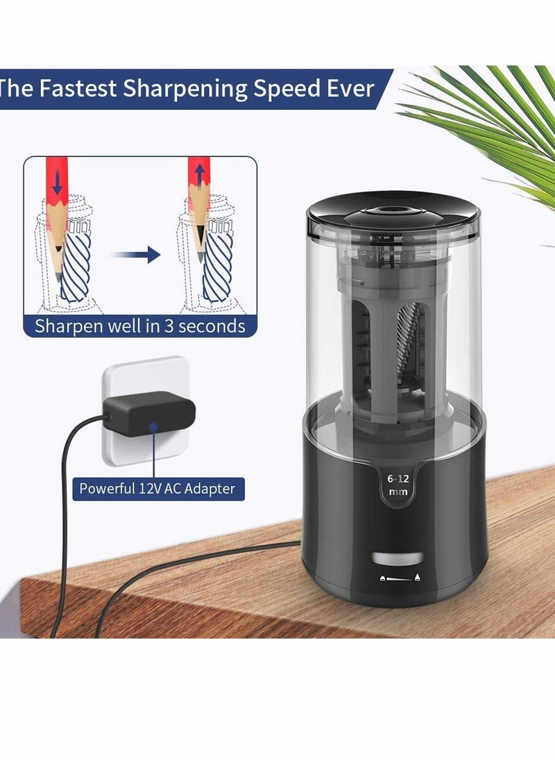 SYOSI Electric Pencil Sharpener Rechargeable and Autostop Large Professional Art for 6 to 12mm Pencils Classroom Office Home Kids Teachers Artists  - Image 2