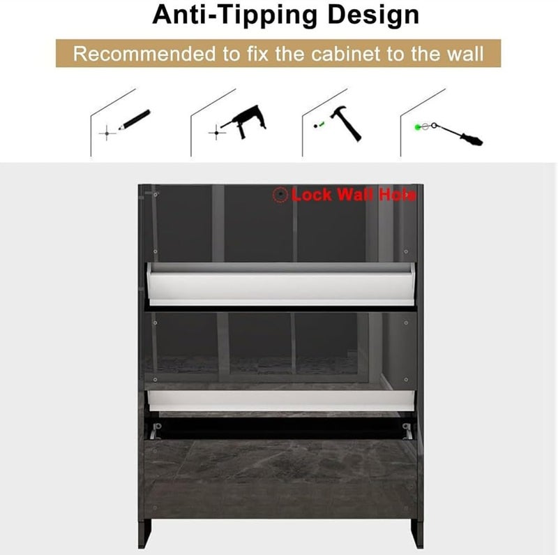 MOZOGOT Shoe Storage Cabinet Free Standing Narrow Shoe Rack Cabinet with 3 Flip Drawer, Slim Hidden Shoe Cabinet Entryway Shoe Organizer for Closet, Dorm, Hallway, Small Spaces (White) - Image 5