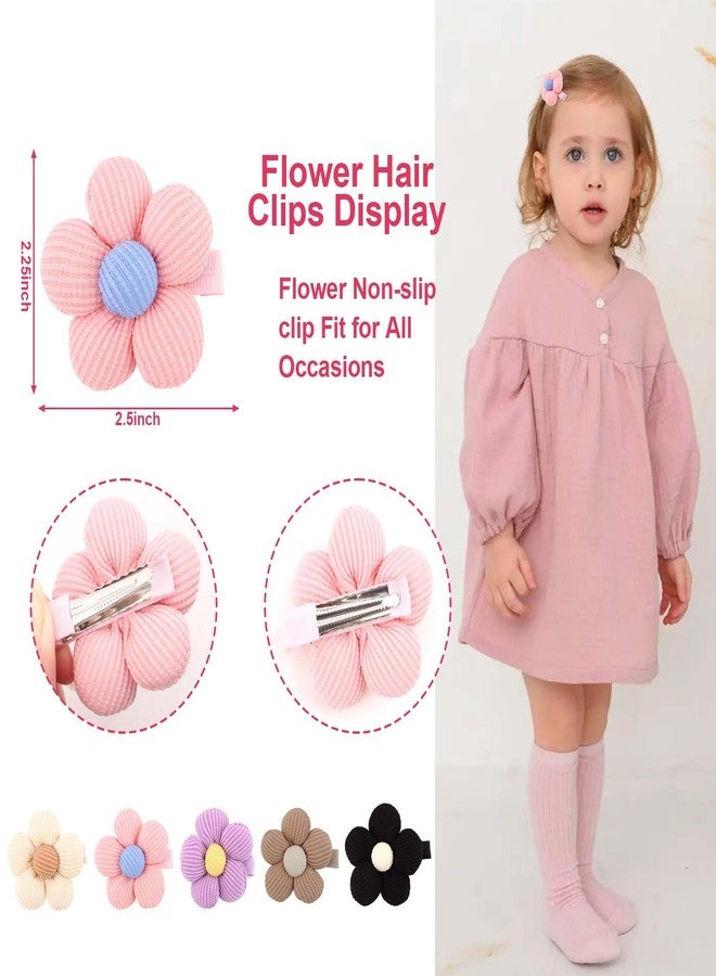 CAVETEE 10PCS Flower Hair Clips for Women & Girls, Colorful Knitted Floral Hair Barrettes, Cute Hair Accessories (Beige/Pink/Purple/Khaki/Black, one size) - Image 2