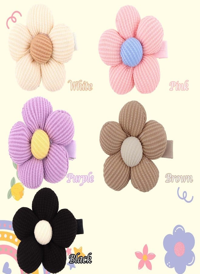 CAVETEE 10PCS Flower Hair Clips for Women & Girls, Colorful Knitted Floral Hair Barrettes, Cute Hair Accessories (Beige/Pink/Purple/Khaki/Black, one size) - Image 4