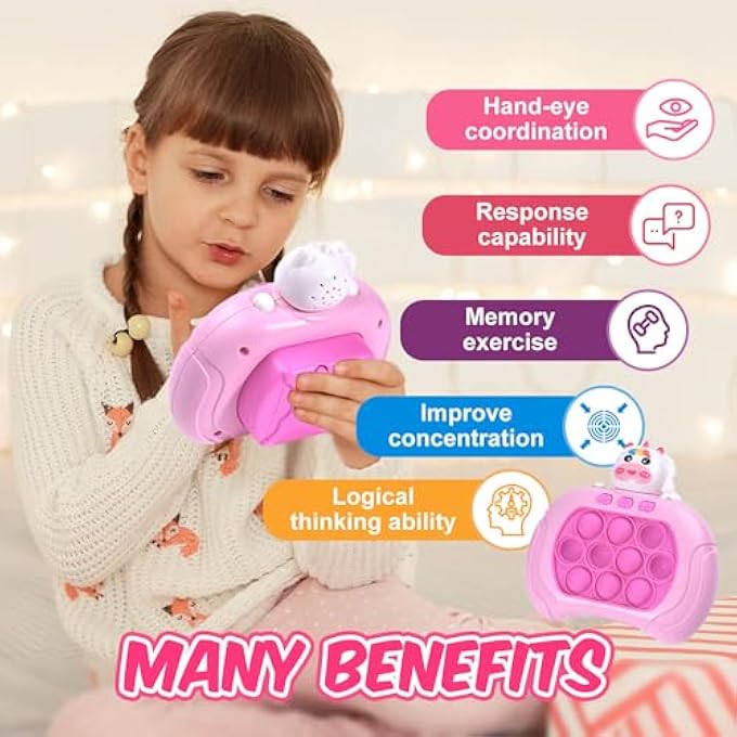 QUICK PUSH POP GAME IT FIDGET TOYS PRO FOR KIDS ADULTS, HANDHELD GAME FAST PUZZLE GAME MACHINE, PUSH BUBBLE STRESS TOY, RELIEF PARTY FAVORS, FOR GIRLS (PINK) - Image 3