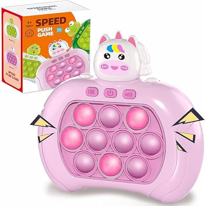 QUICK PUSH POP GAME IT FIDGET TOYS PRO FOR KIDS ADULTS, HANDHELD GAME FAST PUZZLE GAME MACHINE, PUSH BUBBLE STRESS TOY, RELIEF PARTY FAVORS, FOR GIRLS (PINK) - Image 1