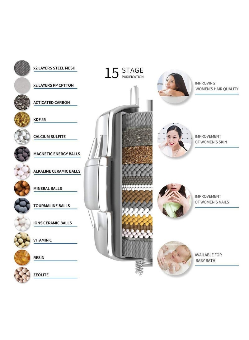 Arabest فلتر دش 15 درجة من المياه العسيرة فلتر رأس دش لإزالة الشوائب - Image 4