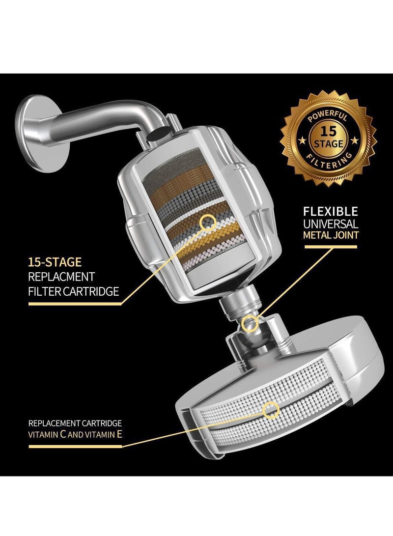 Arabest فلتر دش 15 درجة من المياه العسيرة فلتر رأس دش لإزالة الشوائب - Image 2