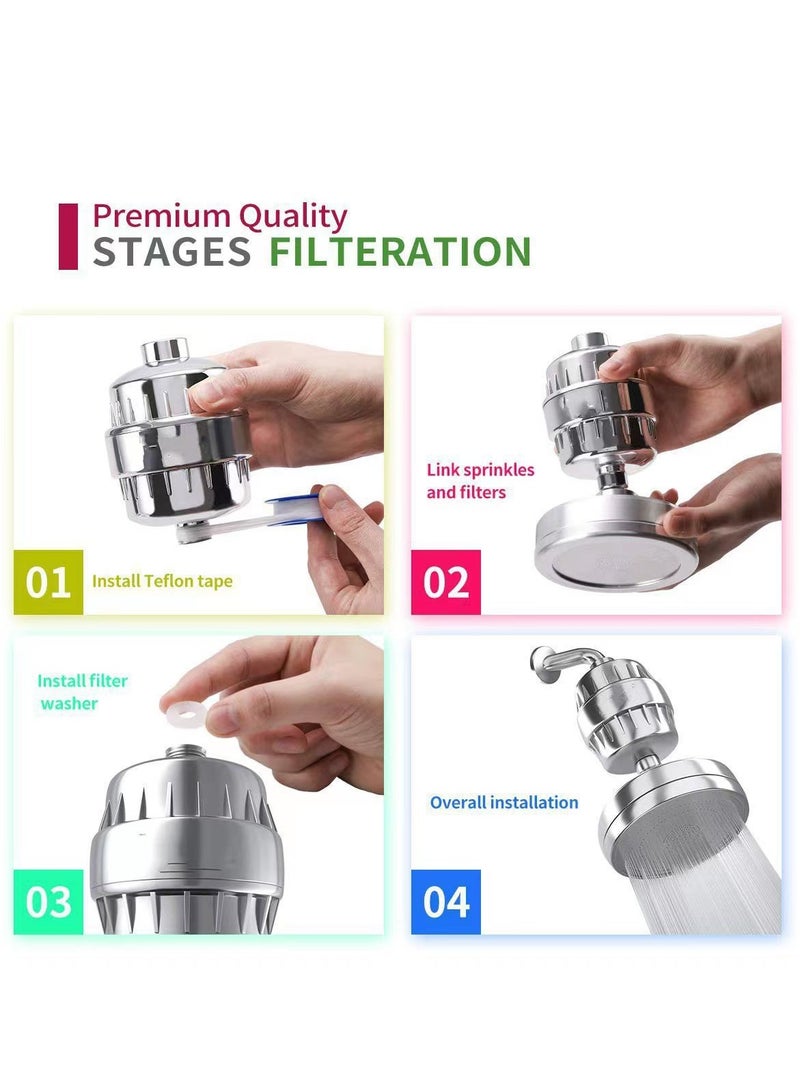 Arabest فلتر دش 15 درجة من المياه العسيرة فلتر رأس دش لإزالة الشوائب - Image 5