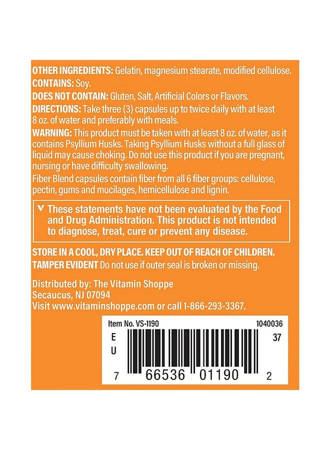 The Vitamin Shoppe Fiber Blend, A Natural Source of Insoluble and Soluble Fiber, Supports Digestive Health & Regularity (100 Capsules) - Image 4