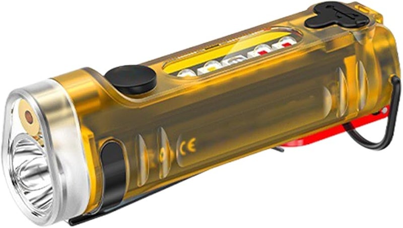 مصباح يدوي صغير قابل لإعادة الشحن باللون الأصفر، فائق الصغر مقاس 6.5x1.5 سم، ضوء صغير ساطع للمشي ليلاً والتخييم والعمل. - Image 1