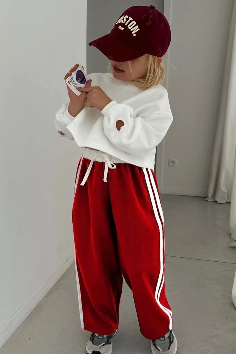 مينيمن جيجيليري My Little Ones Heart Patterned Girl Striped Set - Red