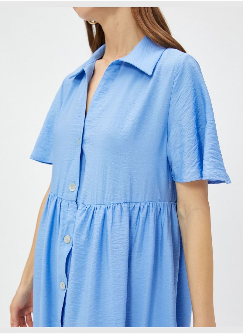 KOTON Tiered Short Sleeve Maxi Shirt Dress  - Image 5