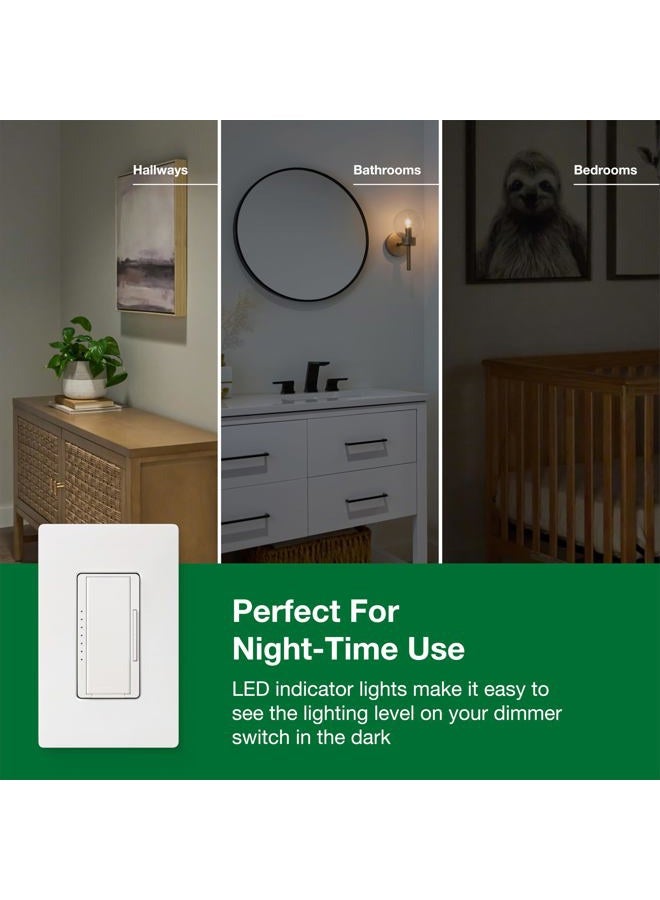LUTRON Maestro C.L Dimmer Switch for Dimmable LED, Halogen & Incandescent Bulbs, Single-Pole or Multi-Location, MACL-153M-WH, White - Image 5